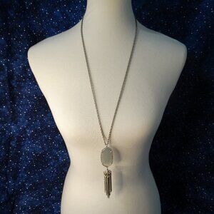 Kindra Scott Rayne Grey Translucent Stone Silver Tone Tassel Pendant Necklace